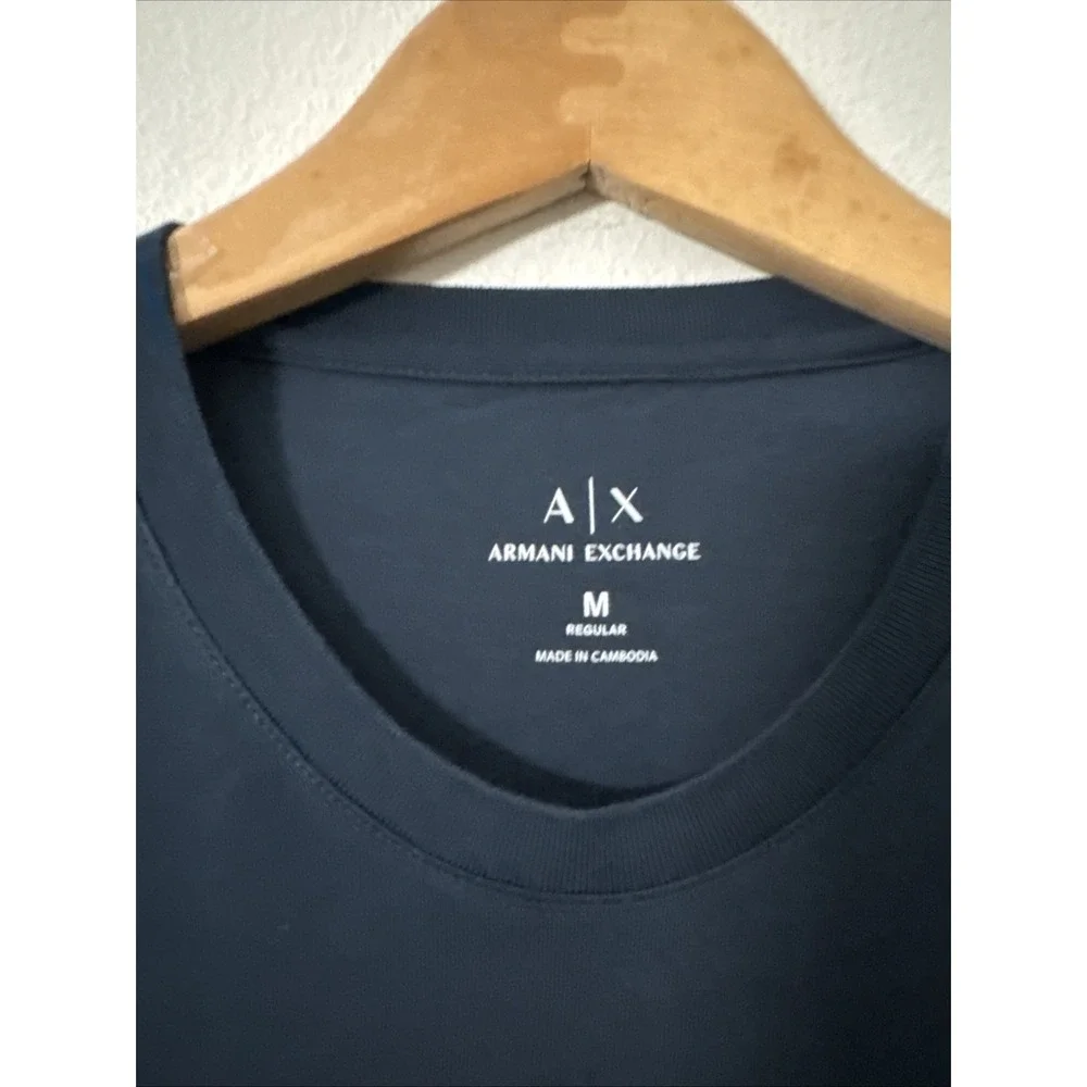 ARMANI EXCHANGE Graphic Blue Short Sleeve Reg Fit Designer T-shirt Size‎ Medium